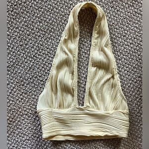 cropped yellow halter top with texture!